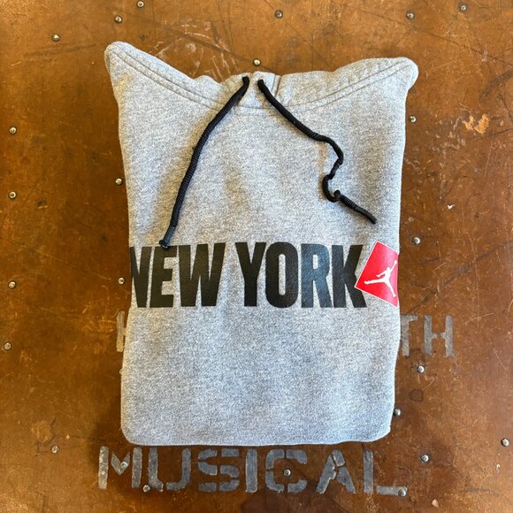 Air Jordan New York Basketball Gray Drawstring Pullover Hoodie Men's Small - Picture 9 of 9